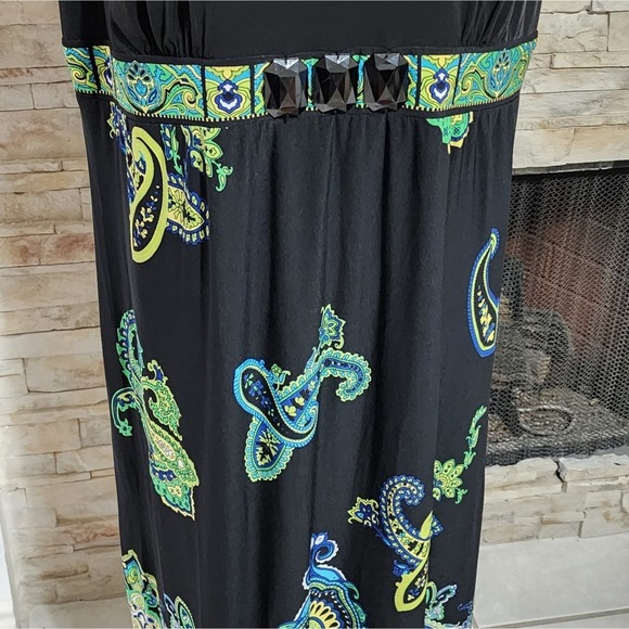 Maggie Barnes black green and blue maxi dress plus size 1X - Picture 5 of 6
